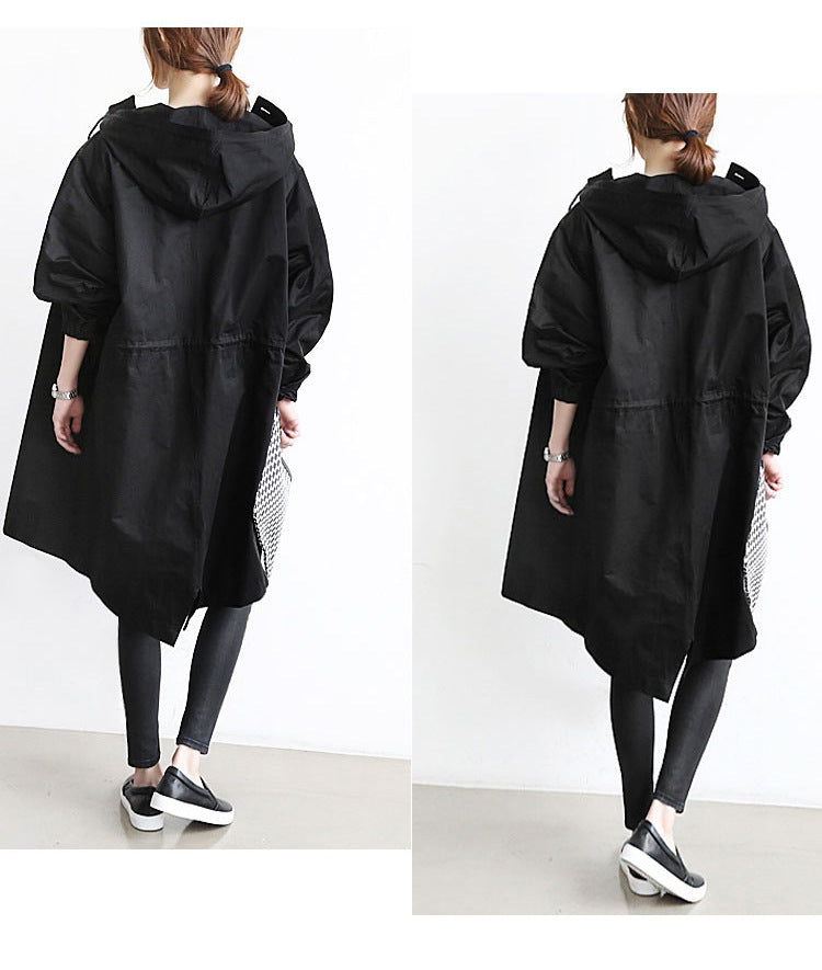 Women Windbreaker Jacket Casual Loose Button Pockets Hooded Quick Dry Windproof Waterproof Clothes For Outdoor Hiking Camping.