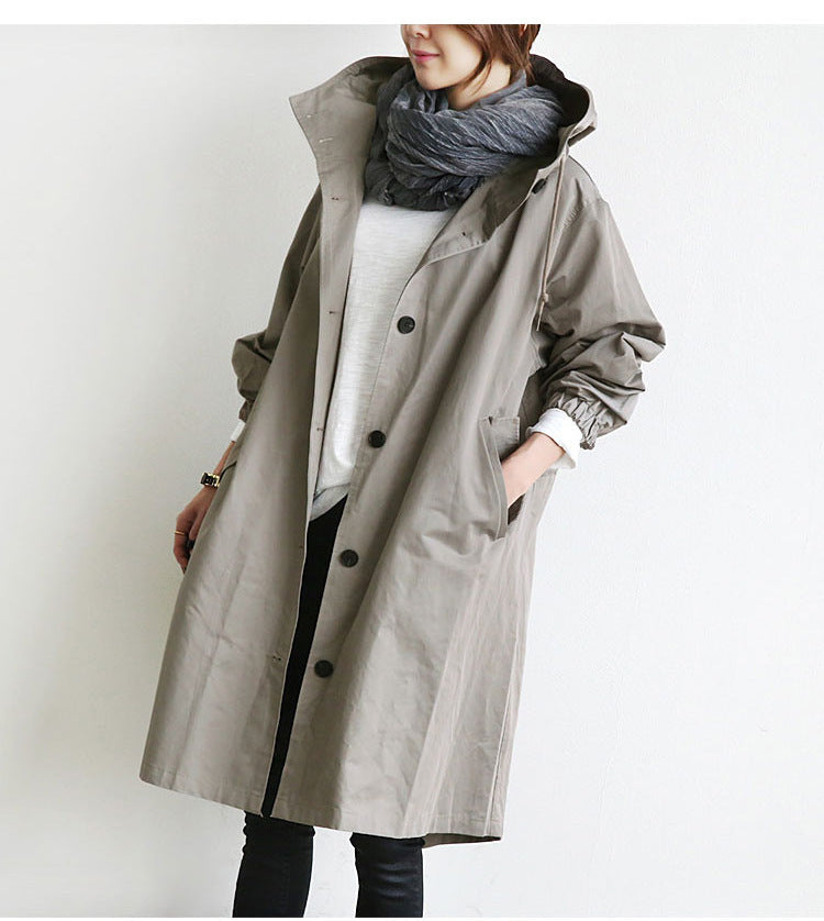 Women Windbreaker Jacket Casual Loose Button Pockets Hooded Quick Dry Windproof Waterproof Clothes For Outdoor Hiking Camping.