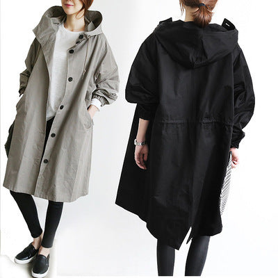 Women Windbreaker Jacket Casual Loose Button Pockets Hooded Quick Dry Windproof Waterproof Clothes For Outdoor Hiking Camping.