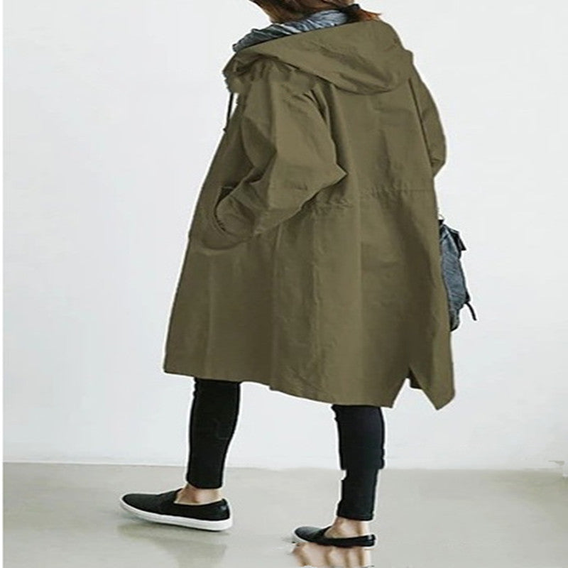 Women Windbreaker Jacket Casual Loose Button Pockets Hooded Quick Dry Windproof Waterproof Clothes For Outdoor Hiking Camping.