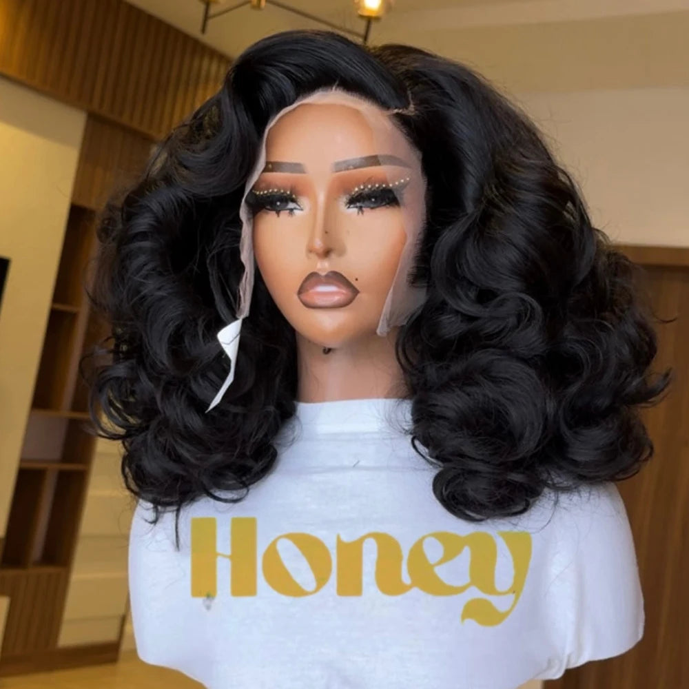 Perruque lace front 13x4 ondulée bouclée – cheveux humains 250% densité sans colle