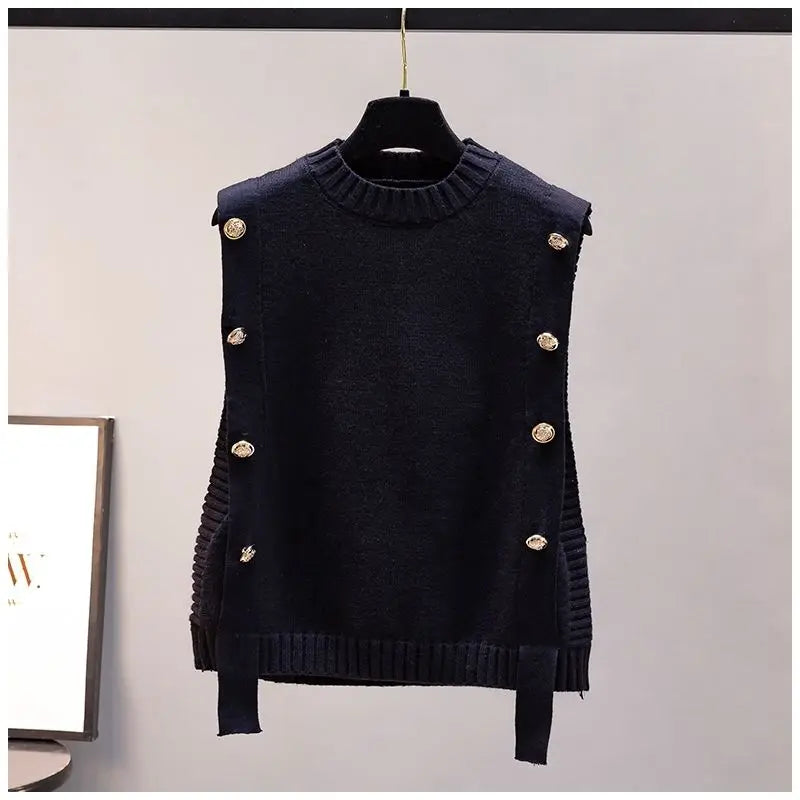 Gilet Femme Sans Manches – Pull Tricoté Col Rond Décontracté Printemps Automne