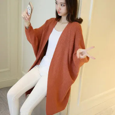 Cardigan Long Femme – Pull Oversize Manches Chauve-souris Automne Hiver | F-laglam.