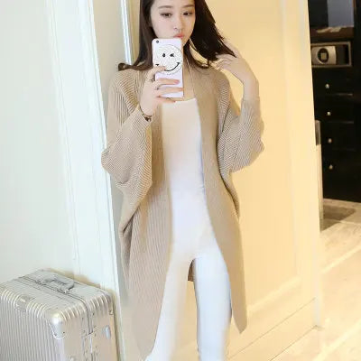 Cardigan Long Femme – Pull Oversize Manches Chauve-souris Automne Hiver | F-laglam.