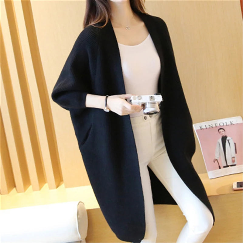 Cardigan Long Femme – Pull Oversize Manches Chauve-souris Automne Hiver | F-laglam.
