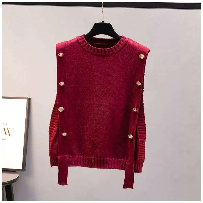 Gilet Femme Sans Manches – Pull Tricoté Col Rond Décontracté Printemps Automne