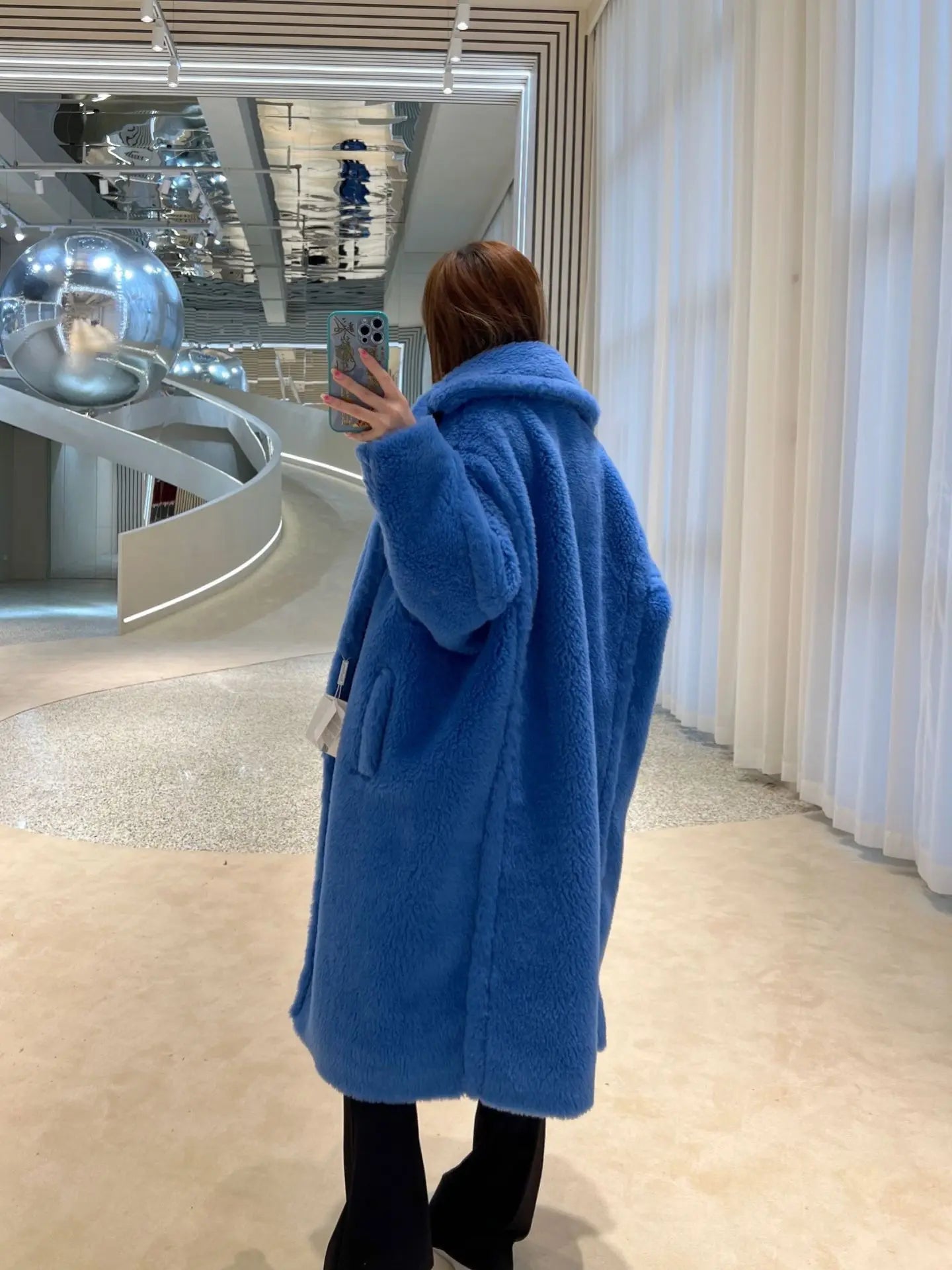Manteau Teddy Bear Femme – Laine d’Alpaga Oversize, Chaud & Doux, Style Classique Décontracté Hiver