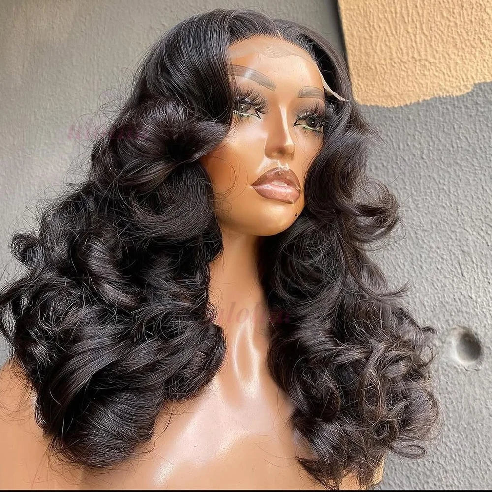 Perruque lace front 13x4 ondulée bouclée – cheveux humains 250% densité sans colle