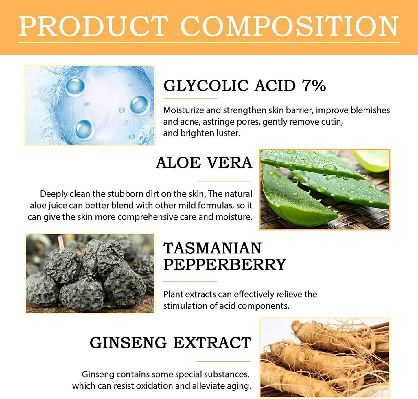 Solution Tonique à l’Acide Glycolique 7% – 100ml, Anti-Acné, Hydratante & Régénérante