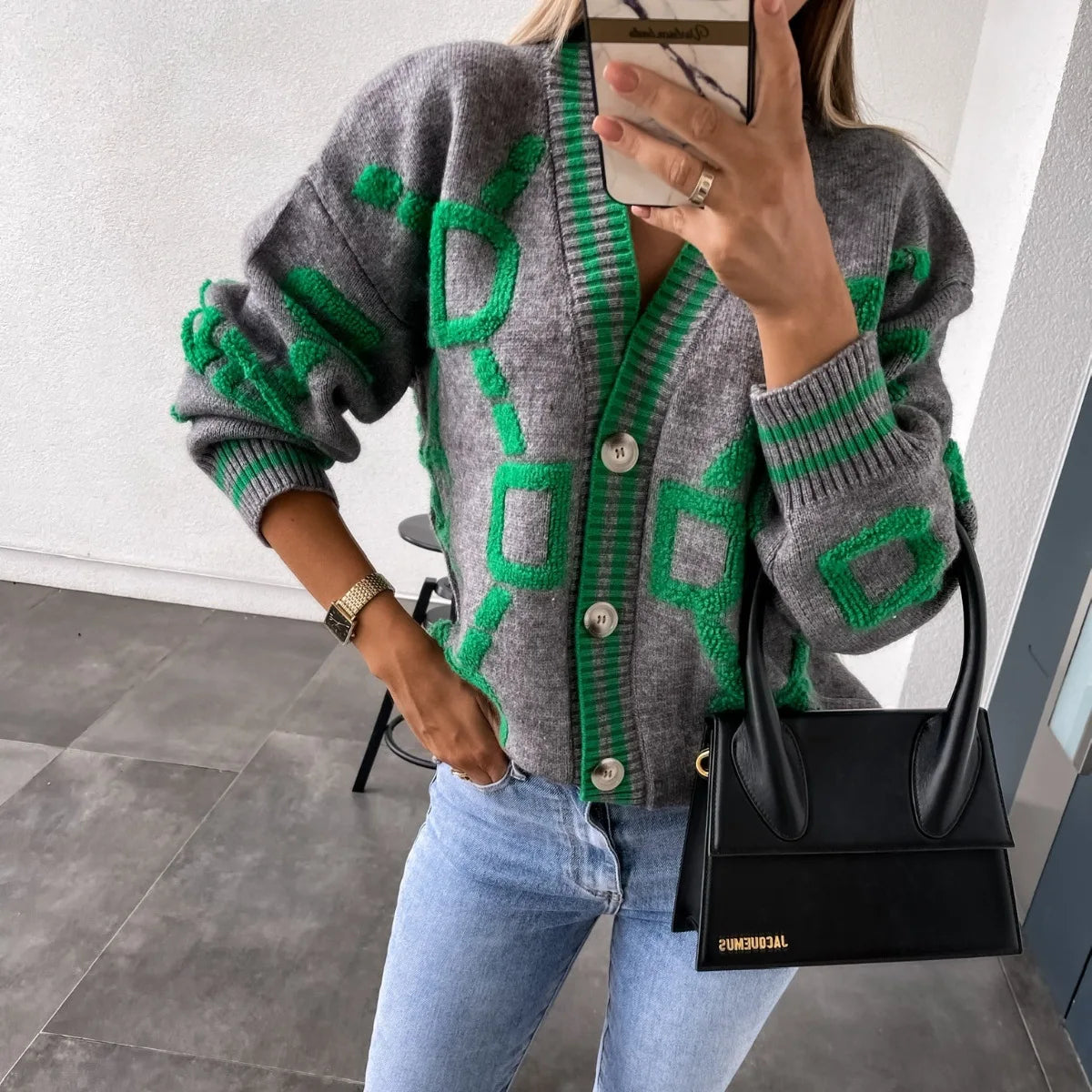 Pull Femme Sweet Heart – Tricot Vintage Loose à Col Rond, Manches Longues.