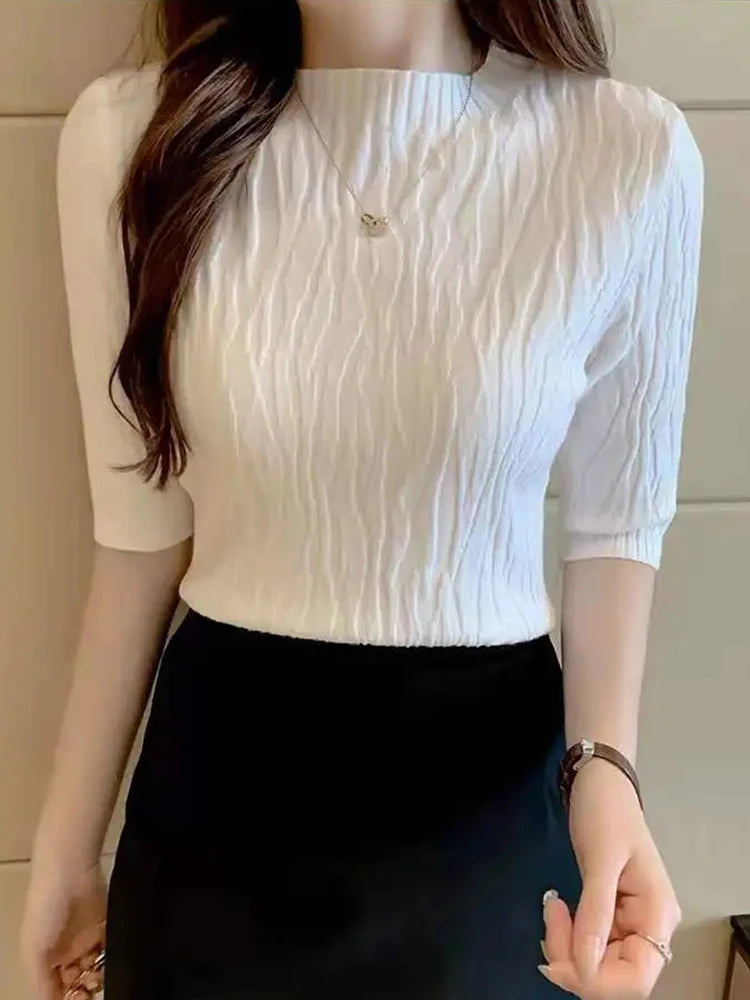 Pull Femme Slim à Manches Courtes – Mode Coréenne Printemps Été | F-laglam.