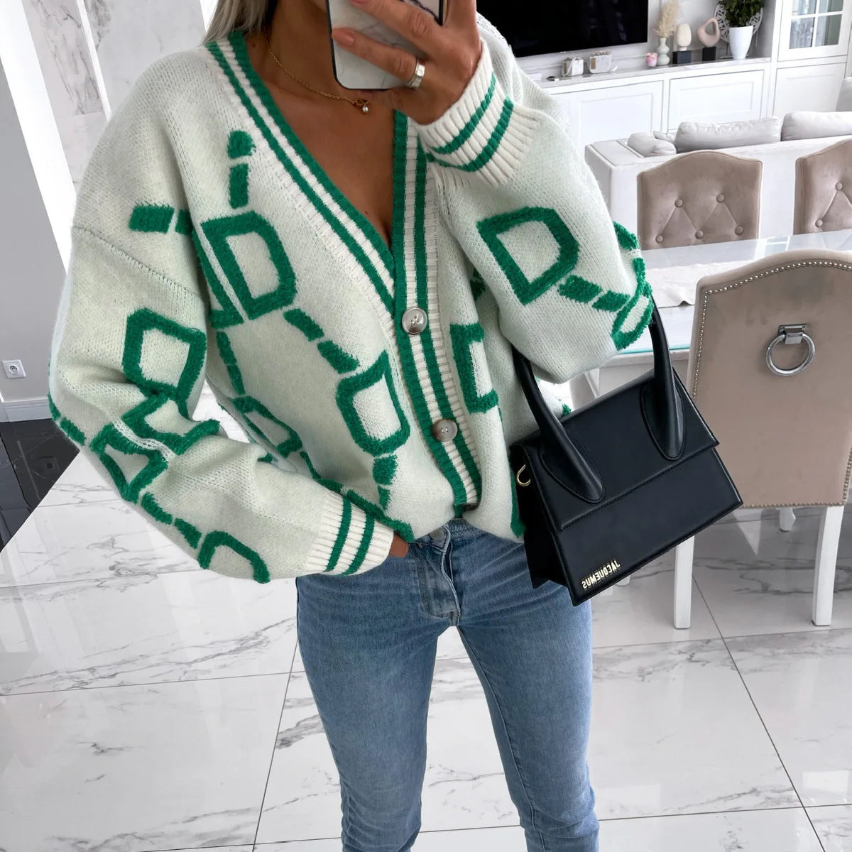 Pull Femme Sweet Heart – Tricot Vintage Loose à Col Rond, Manches Longues.