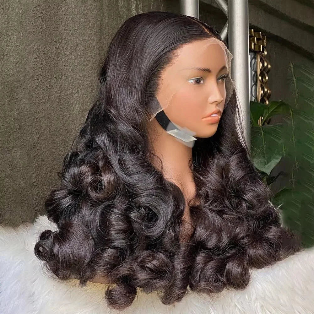 Perruque lace front 13x4 ondulée bouclée – cheveux humains 250% densité sans colle