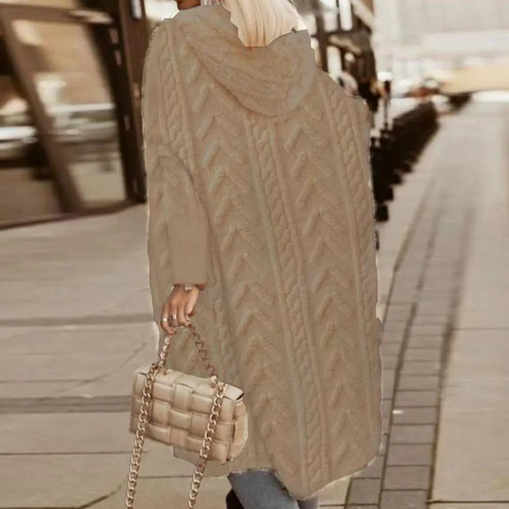 Cardigan Long Femme Oversize – Tricot Uni Chic Longueur Genou Automne Hiver | F-laglam.