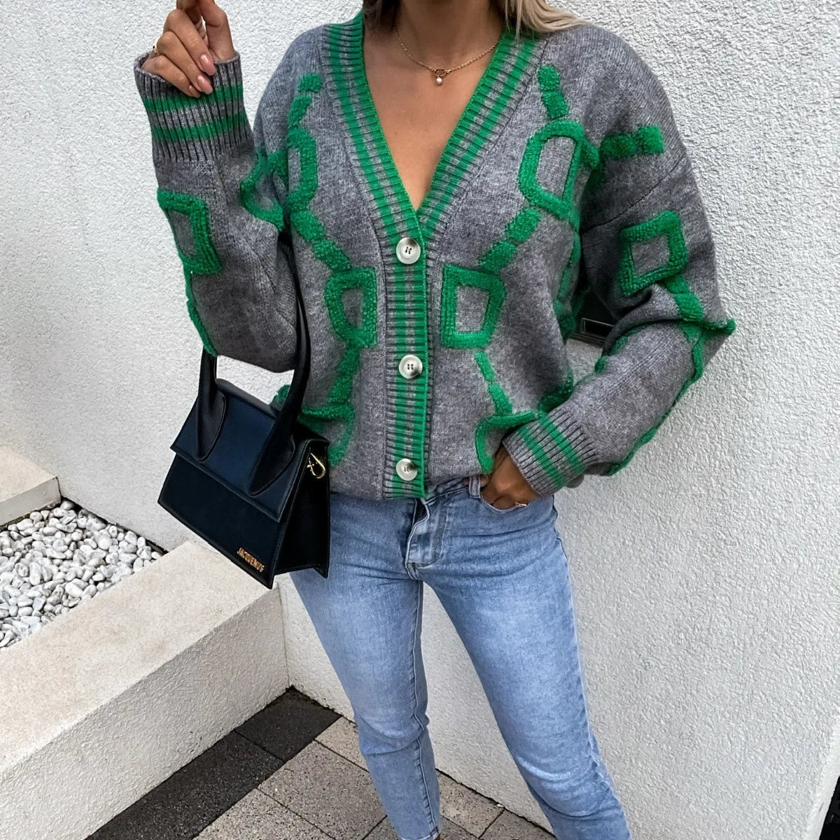 Pull Femme Sweet Heart – Tricot Vintage Loose à Col Rond, Manches Longues