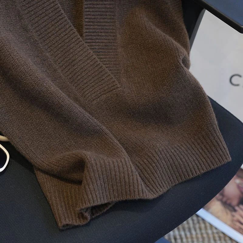Gilet Pull Femme Sans Manches – Tricot Col V Uni Décontracté Automne Hiver.