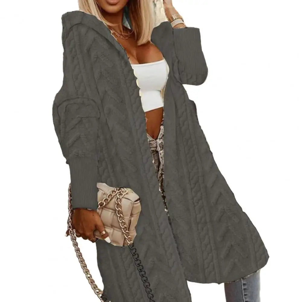 Cardigan Long Femme Oversize – Tricot Uni Chic Longueur Genou Automne Hiver | F-laglam.