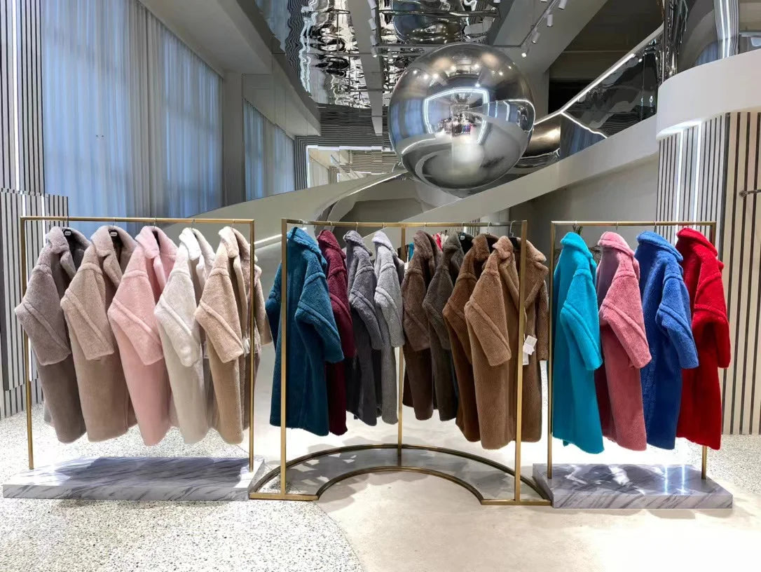Manteau Teddy Bear Femme – Laine d’Alpaga Oversize, Chaud & Doux, Style Classique Décontracté Hiver.