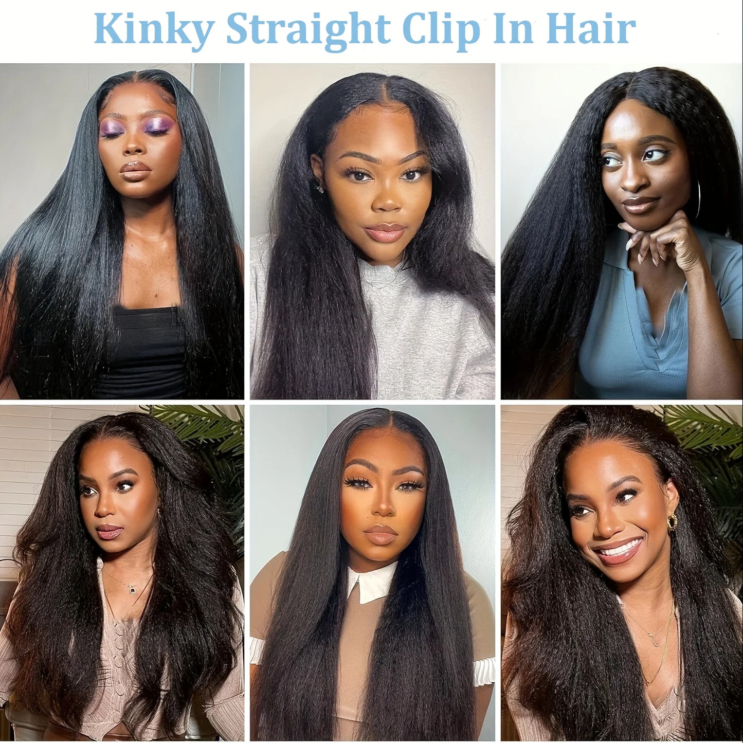 Extensions cheveux naturels brésiliens lisses – clips 100% Remy Human Hair