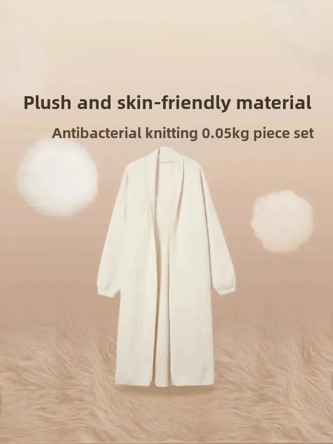 Ensemble robe pull et veste longue femme – style français printemps/automne 2024