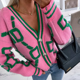 Pull Femme Sweet Heart – Tricot Vintage Loose à Col Rond, Manches Longues.