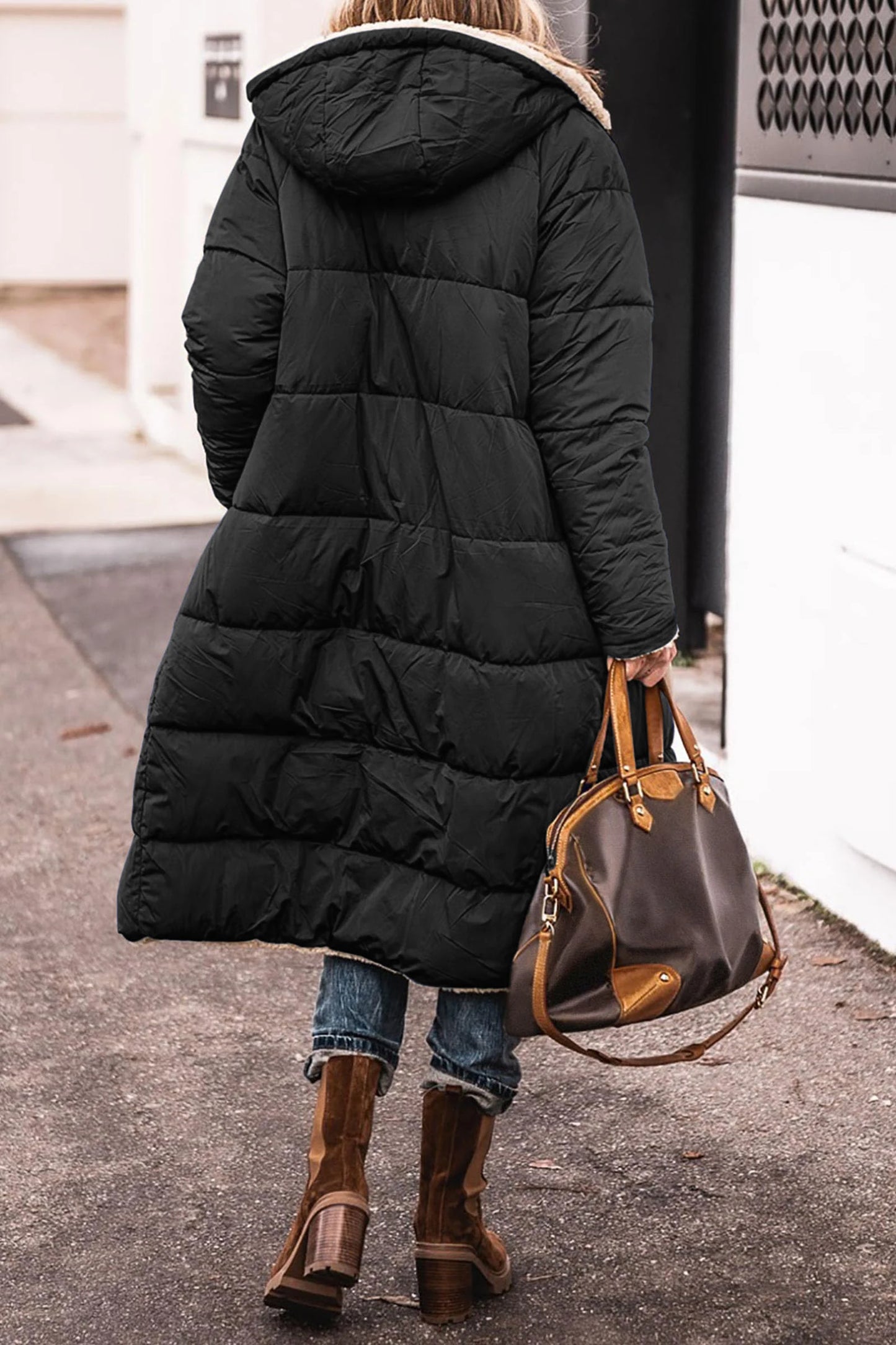 Manteau Long Femme Hiver – Veste Chaude en Laine & Polaire avec Capuche, Style Casual Chic | F-laglam.