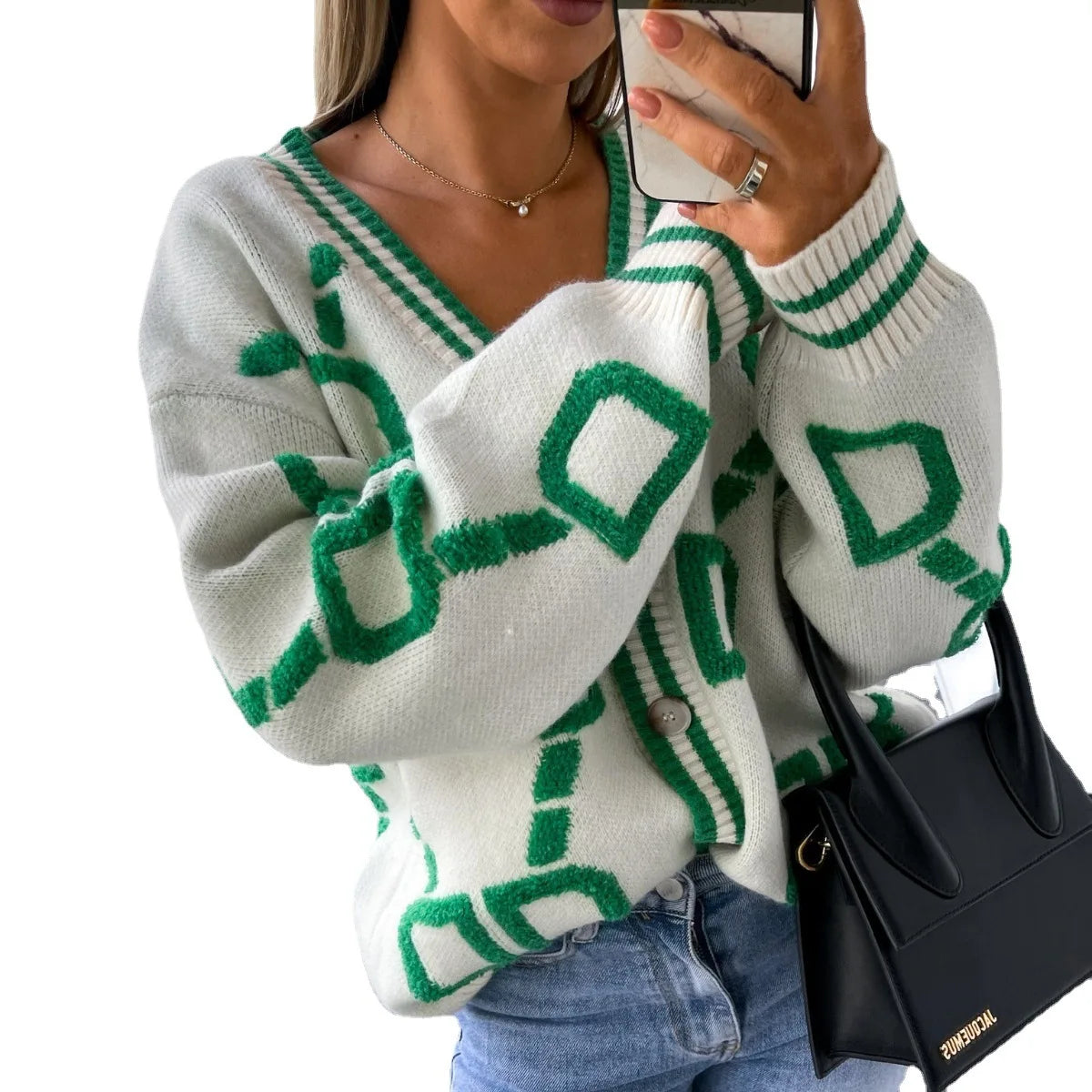 Pull Femme Sweet Heart – Tricot Vintage Loose à Col Rond, Manches Longues.