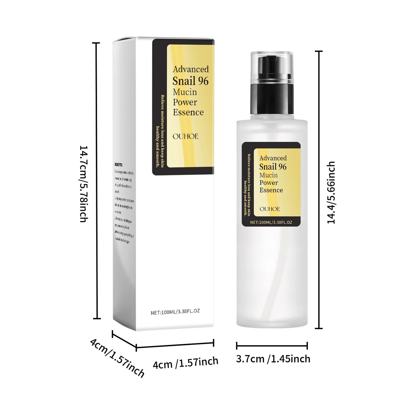 Essence Puissance Mucine d’Escargot 96 – Anti-Rides, Hydratante, Raffermissante et Éclaircissante