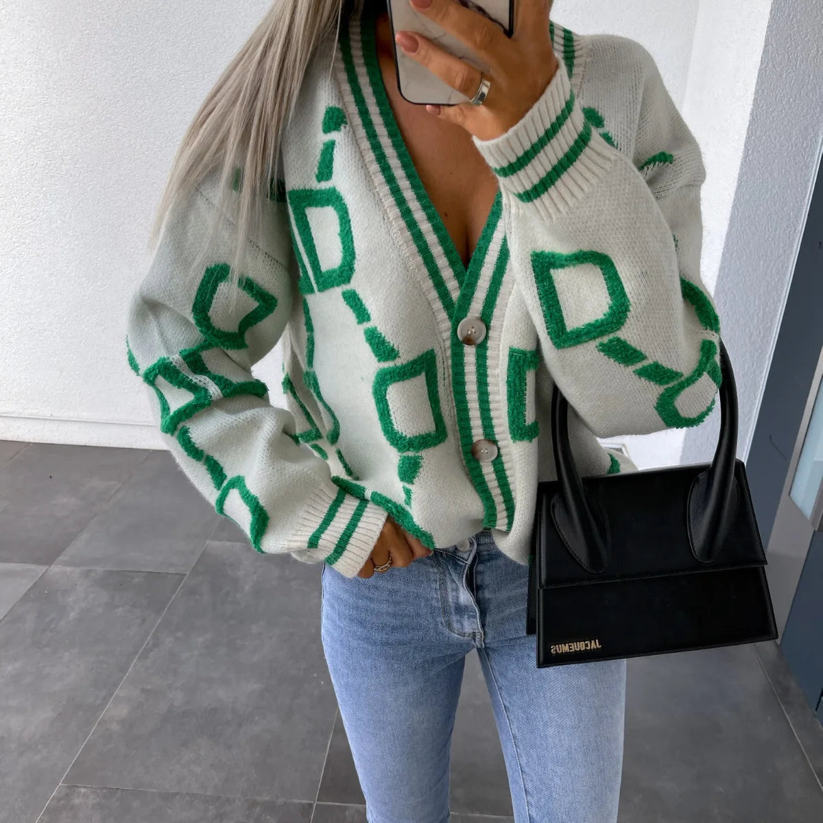 Pull Femme Sweet Heart – Tricot Vintage Loose à Col Rond, Manches Longues.