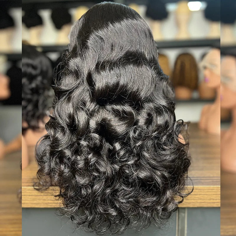 Perruque lace front 13x4 ondulée bouclée – cheveux humains 250% densité sans colle