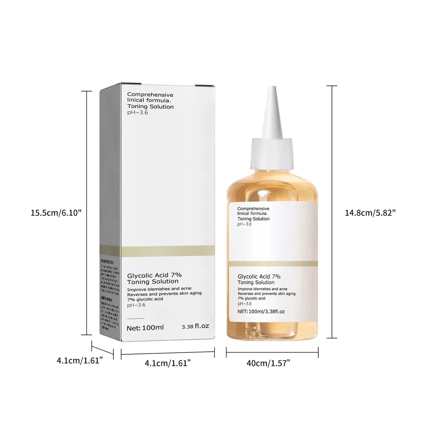 Solution Tonique à l’Acide Glycolique 7% – 100ml, Anti-Acné, Hydratante & Régénérante