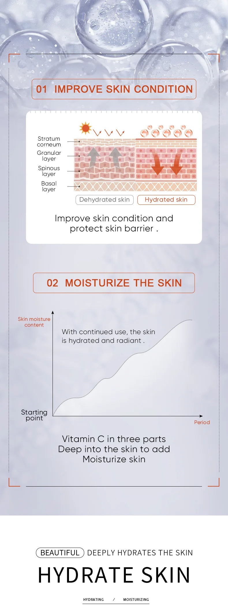Ampoule Essence | Vitamin C Serum for Face Moisturizing Brightens Skin Repair Smooth Facial Essence Serum Facial Care Skincare