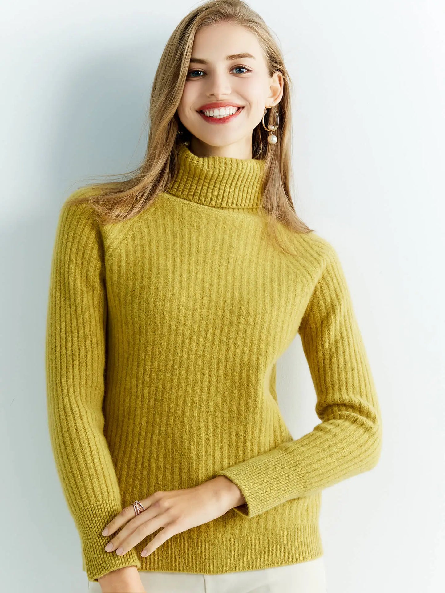 Pull Femme en Laine Mérinos 100 % – Col Roulé Tricoté Cachemire Automne Hiver
