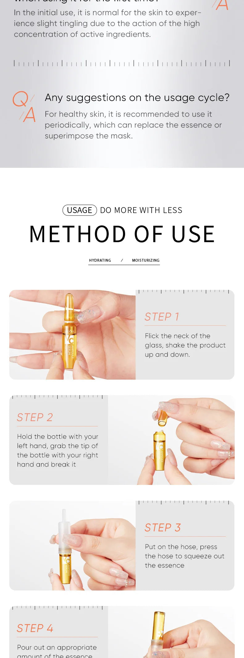 Ampoule Essence | Vitamin C Serum for Face Moisturizing Brightens Skin Repair Smooth Facial Essence Serum Facial Care Skincare
