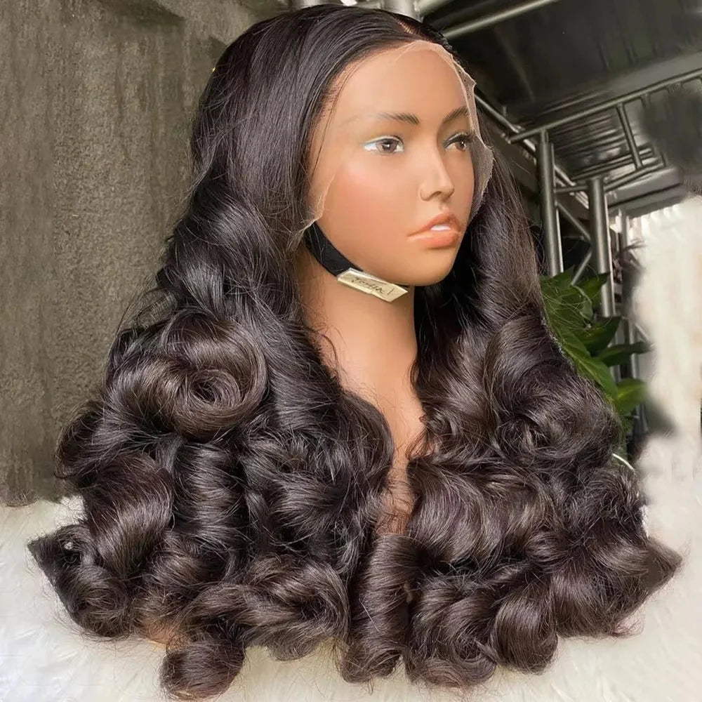 Perruque lace front 13x4 ondulée bouclée – cheveux humains 250% densité sans colle