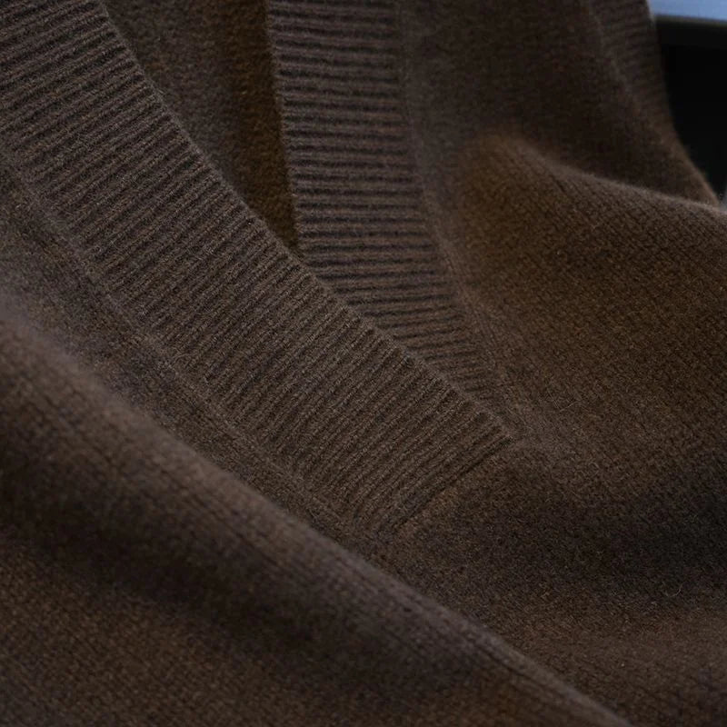Gilet Pull Femme Sans Manches – Tricot Col V Uni Décontracté Automne Hiver.
