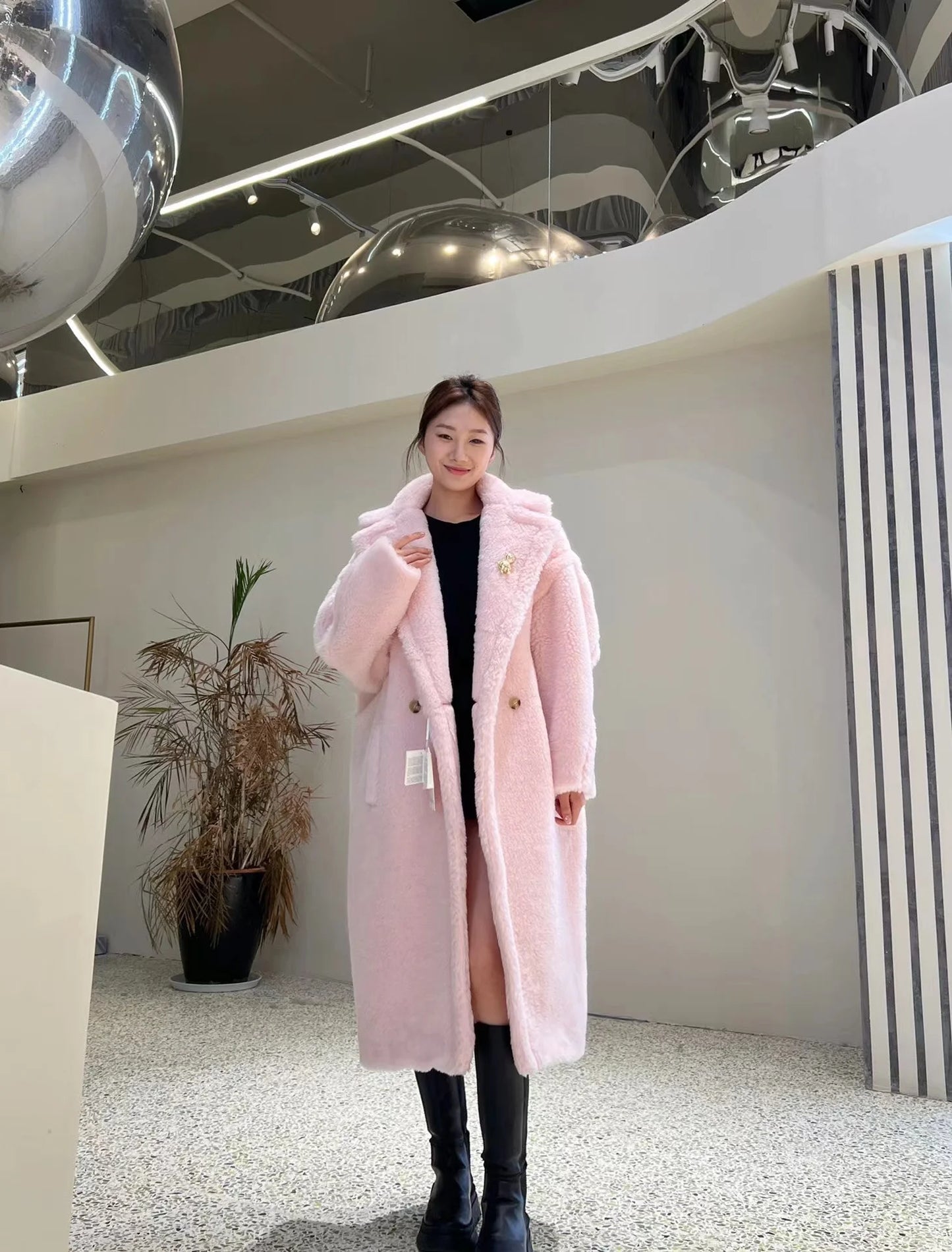 Manteau Teddy Bear Femme – Laine d’Alpaga Oversize, Chaud & Doux, Style Classique Décontracté Hiver