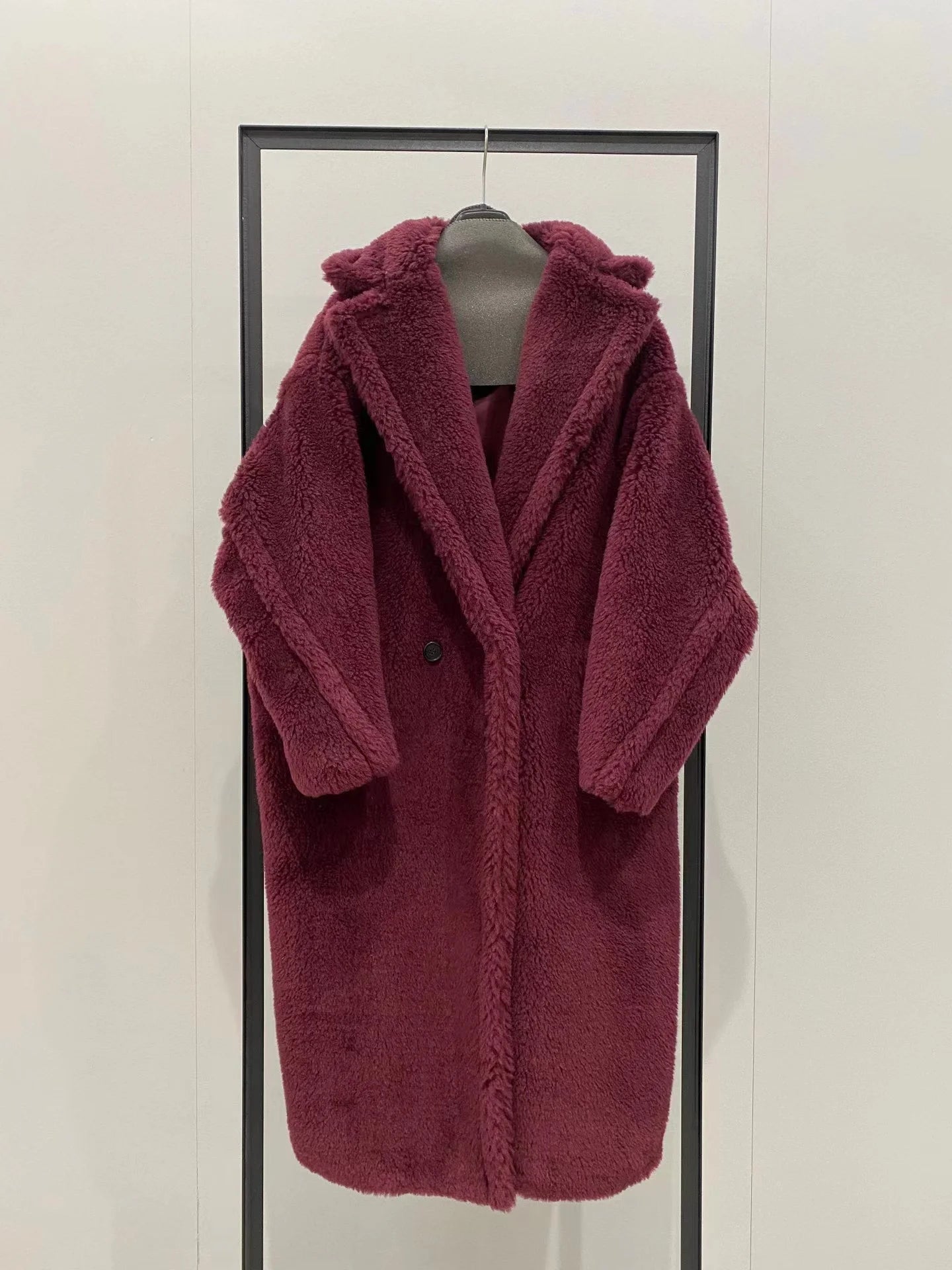Manteau Teddy Bear Femme – Laine d’Alpaga Oversize, Chaud & Doux, Style Classique Décontracté Hiver