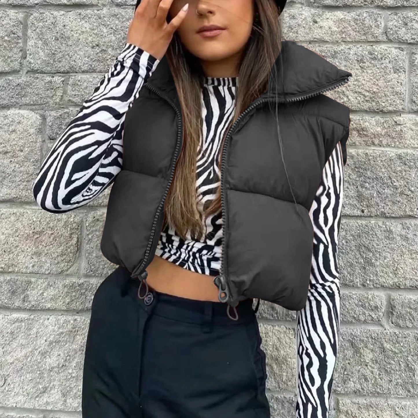 Gilet Court Doudoune Sans Manches Femme – Col Montant, Chaud & Léger