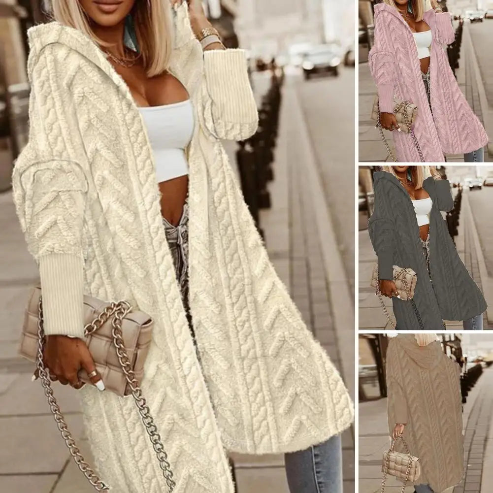 Cardigan Long Femme Oversize – Tricot Uni Chic Longueur Genou Automne Hiver | F-laglam.