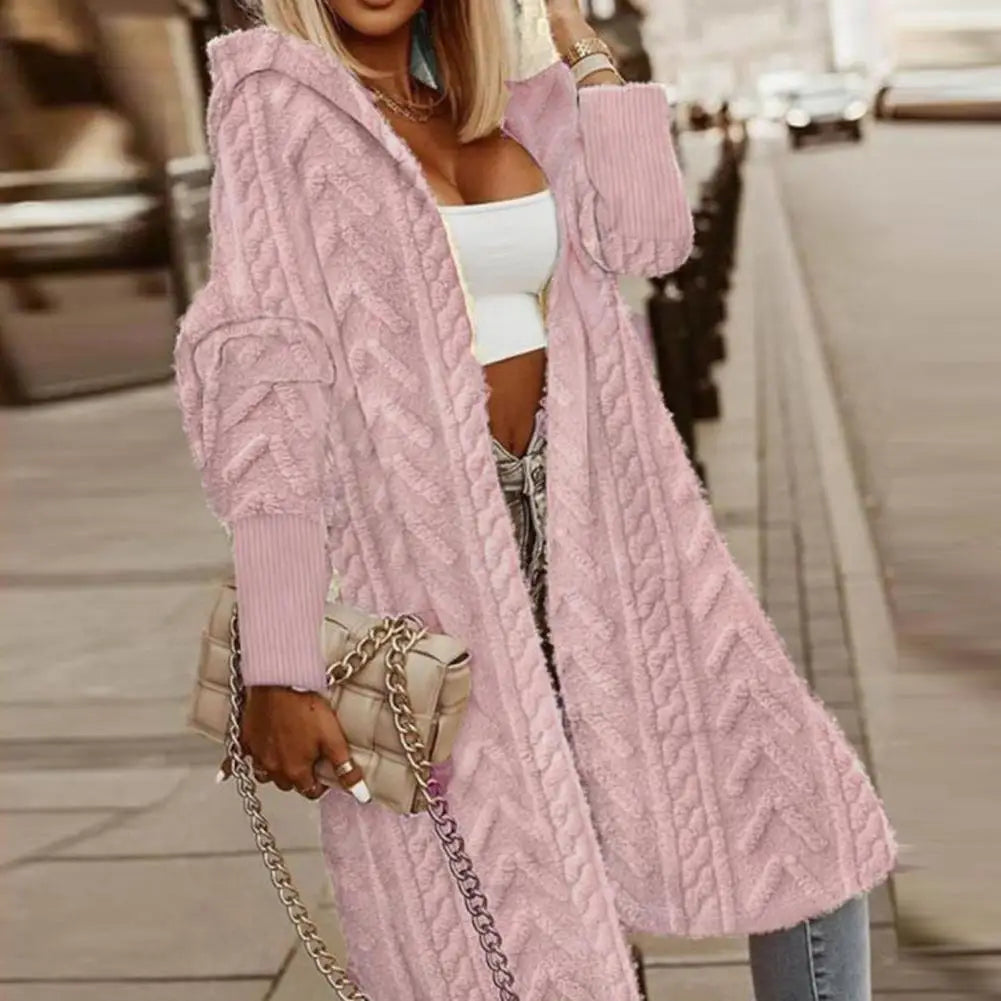Cardigan Long Femme Oversize – Tricot Uni Chic Longueur Genou Automne Hiver | F-laglam.