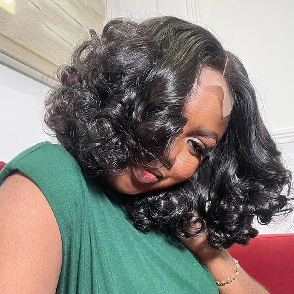 Perruque lace front 13x4 ondulée bouclée – cheveux humains 250% densité sans colle