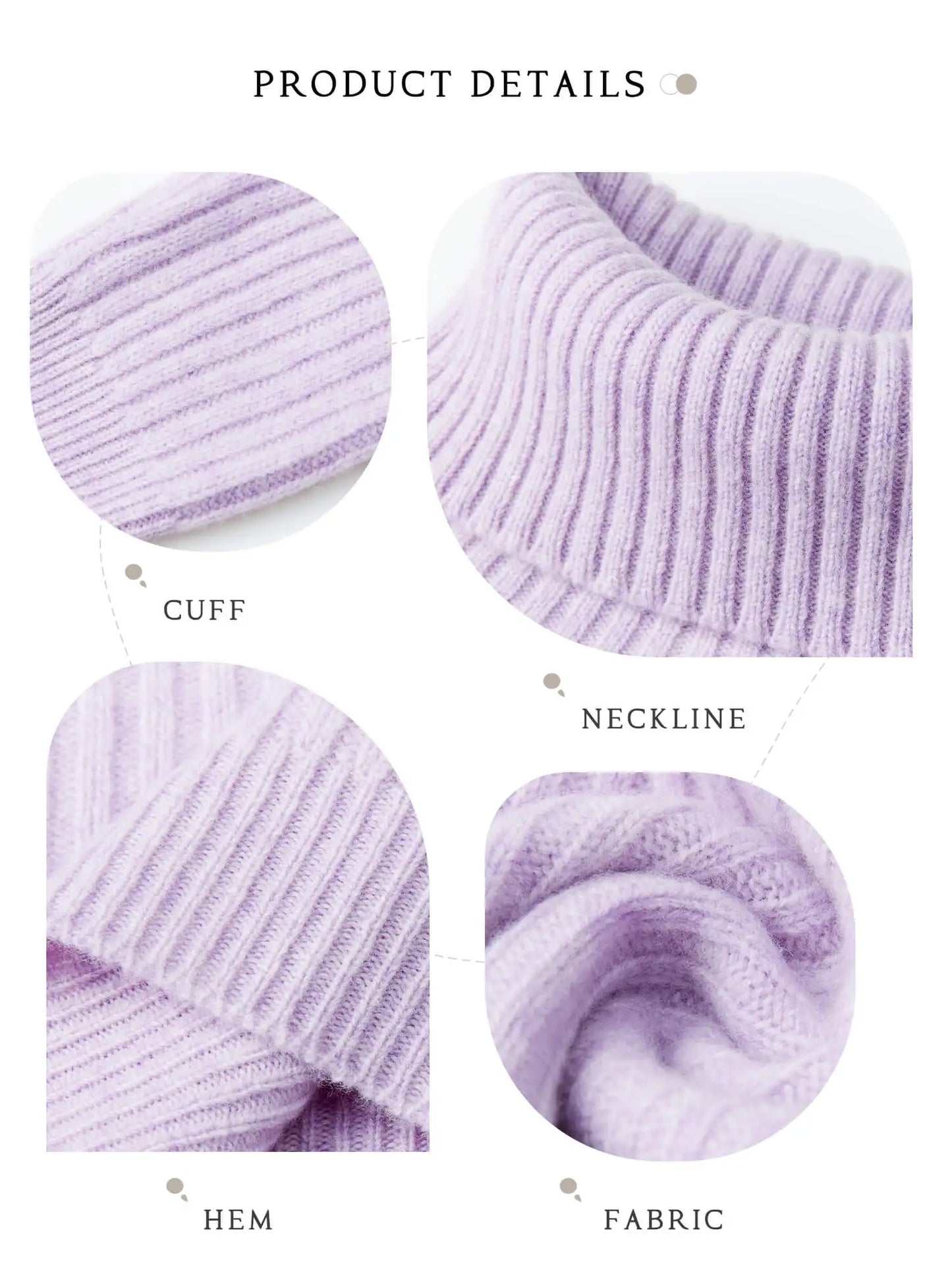 Pull Femme en Laine Mérinos 100 % – Col Roulé Tricoté Cachemire Automne Hiver