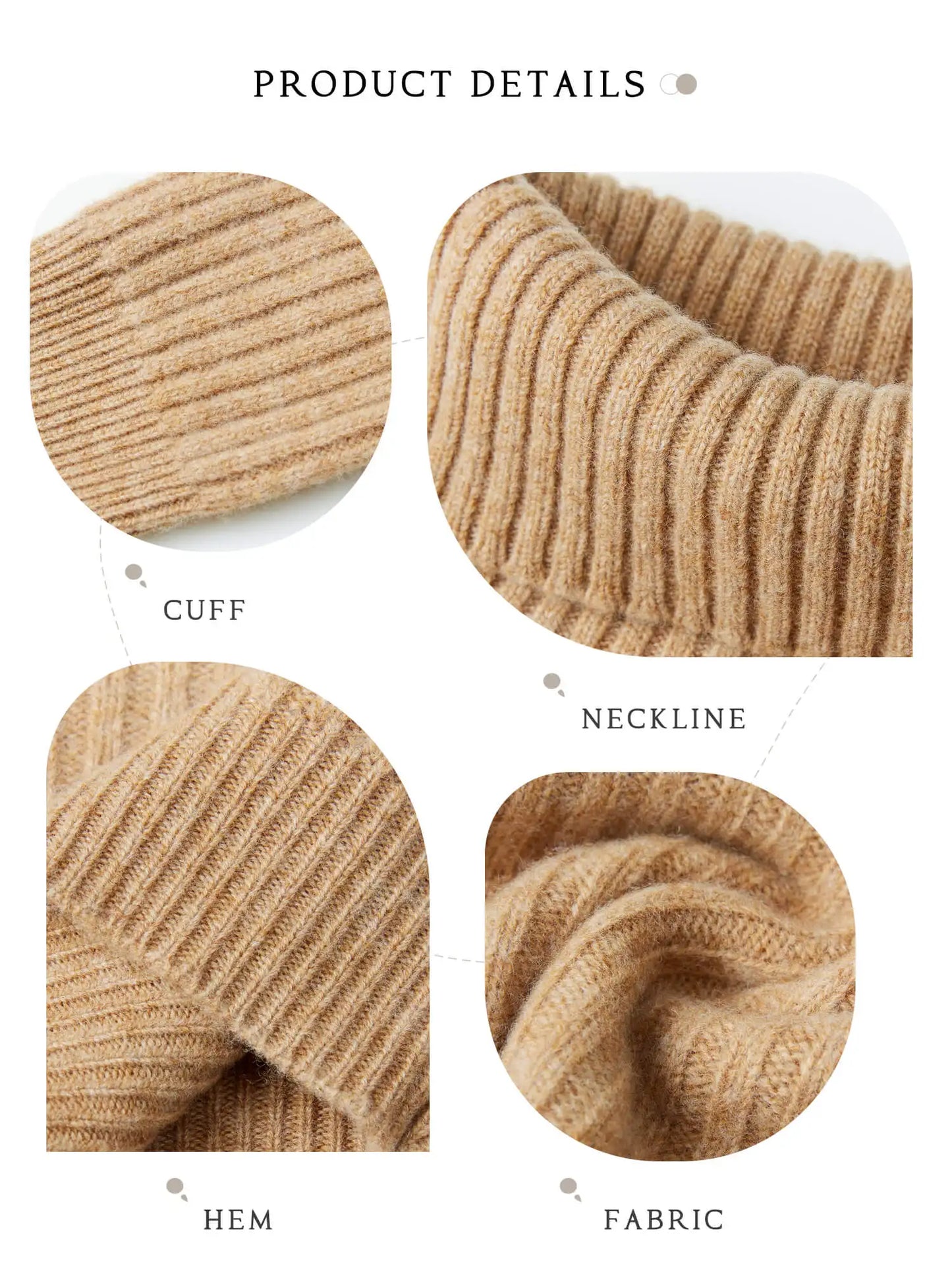 Pull Femme en Laine Mérinos 100 % – Col Roulé Tricoté Cachemire Automne Hiver