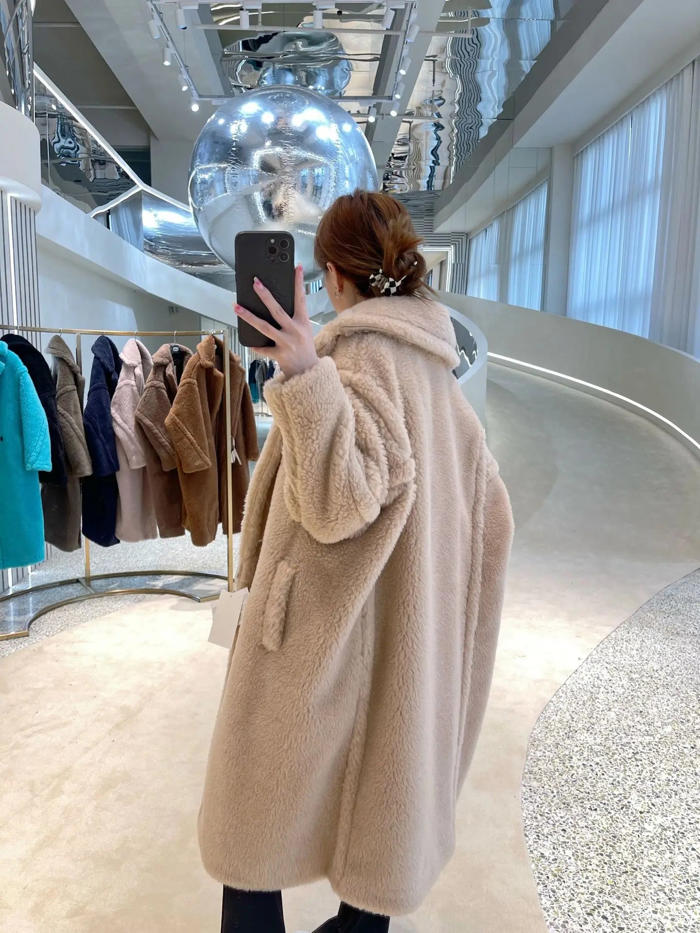 Manteau Teddy Bear Femme – Laine d’Alpaga Oversize, Chaud & Doux, Style Classique Décontracté Hiver