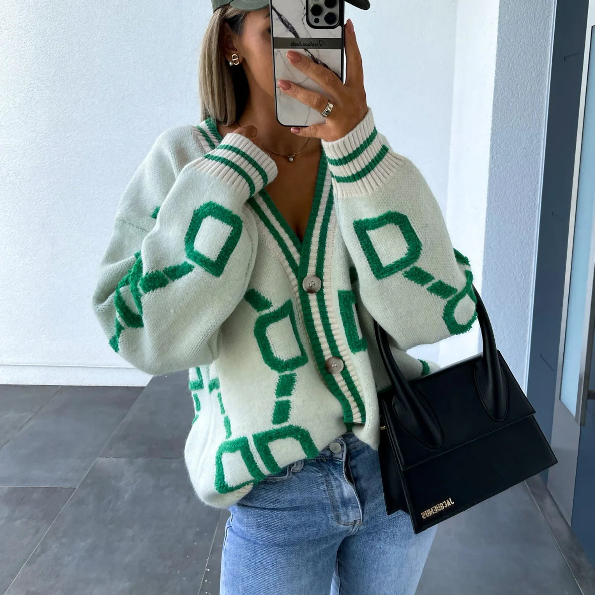 Pull Femme Sweet Heart – Tricot Vintage Loose à Col Rond, Manches Longues.