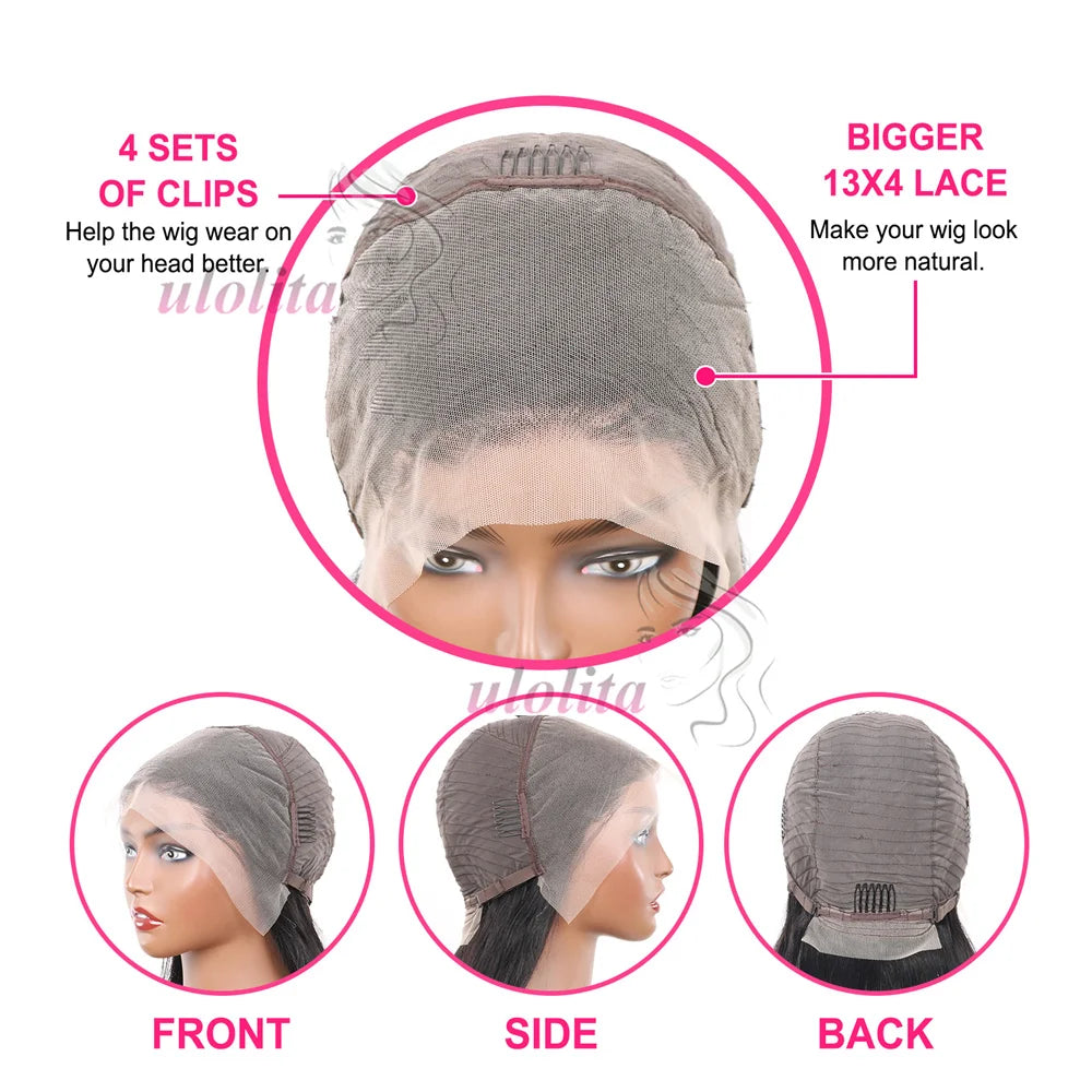 Perruque lace front 13x4 ondulée bouclée – cheveux humains 250% densité sans colle