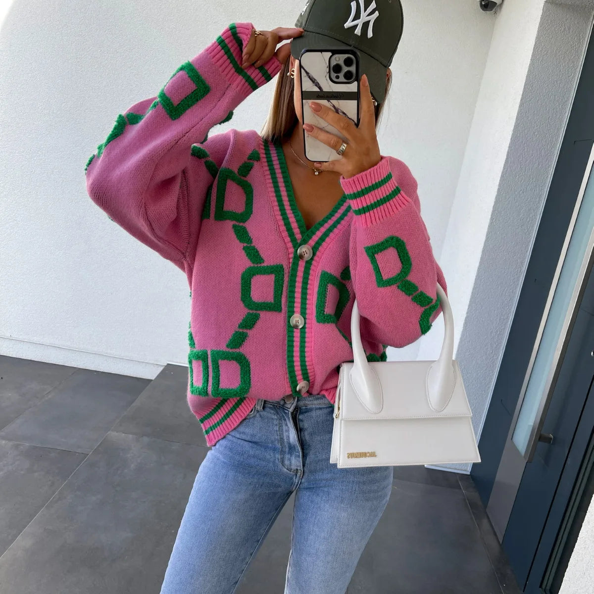 Pull Femme Sweet Heart – Tricot Vintage Loose à Col Rond, Manches Longues
