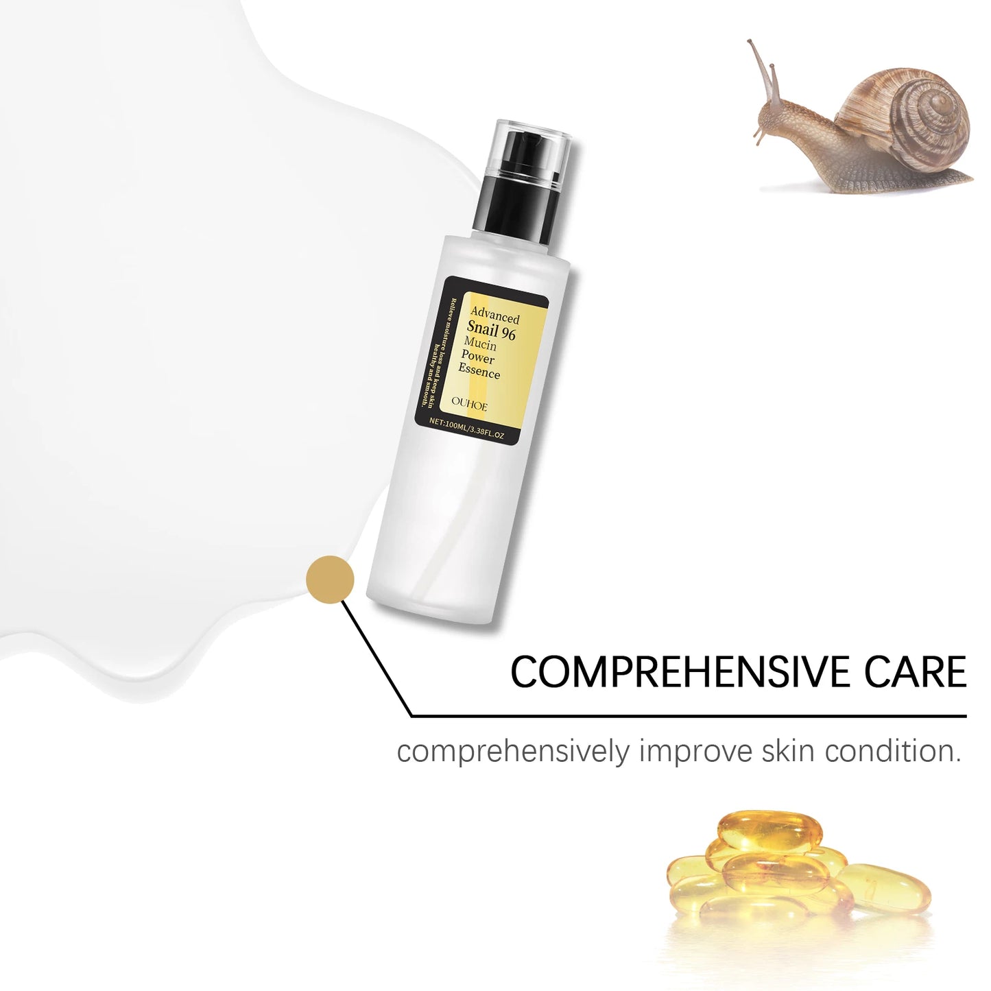Essence Puissance Mucine d’Escargot 96 – Anti-Rides, Hydratante, Raffermissante et Éclaircissante