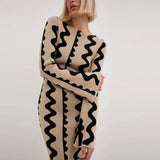 Robe Pull Longue Femme – Tricot Rayé Slim Bodycon Élégante pour l’Hiver | F-laglam.